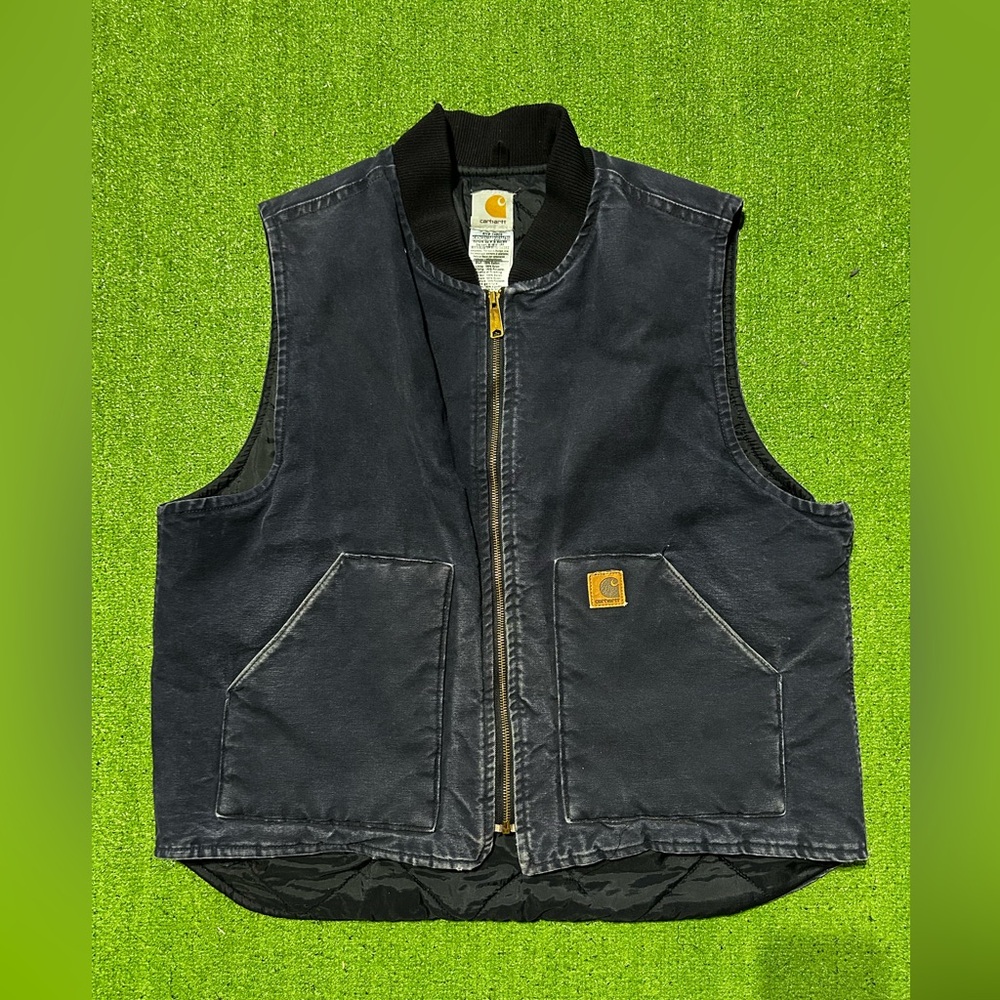 Carhartt V02 MDT Vest Mens XL Midnight Blue Quilted Duck Canvas Workwear